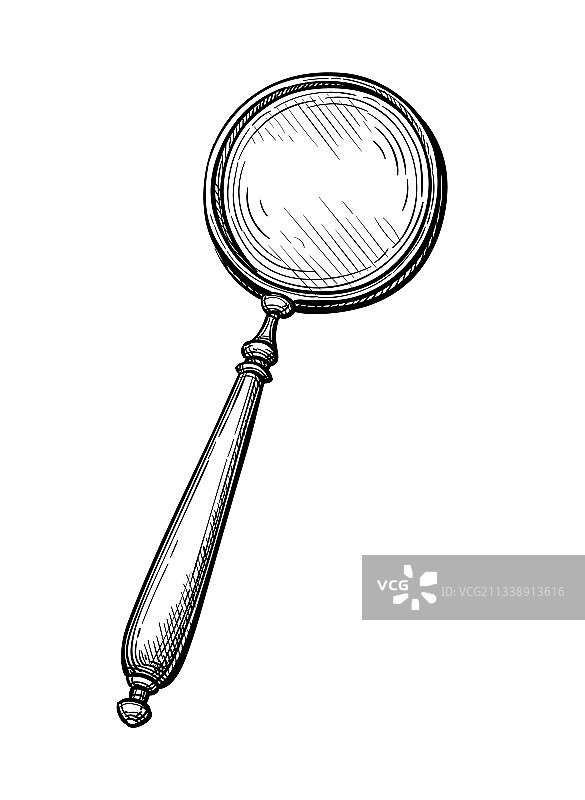 墨水放大镜速写图片素材