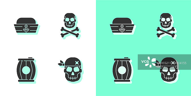 骷髅水手帽火药桶套装图片素材