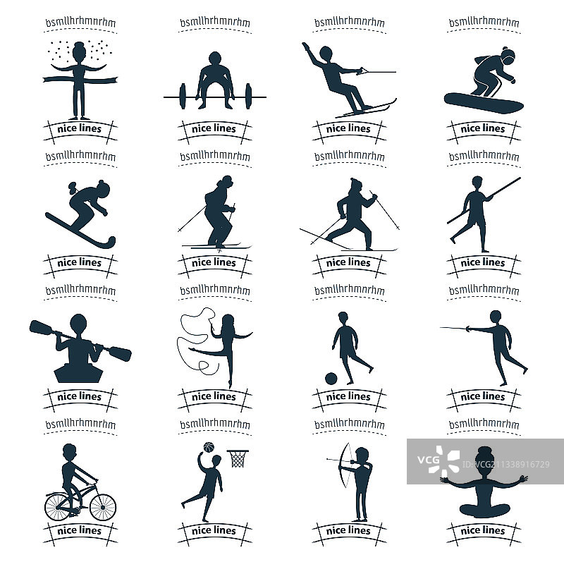 运动员剪影简约图标集图片素材