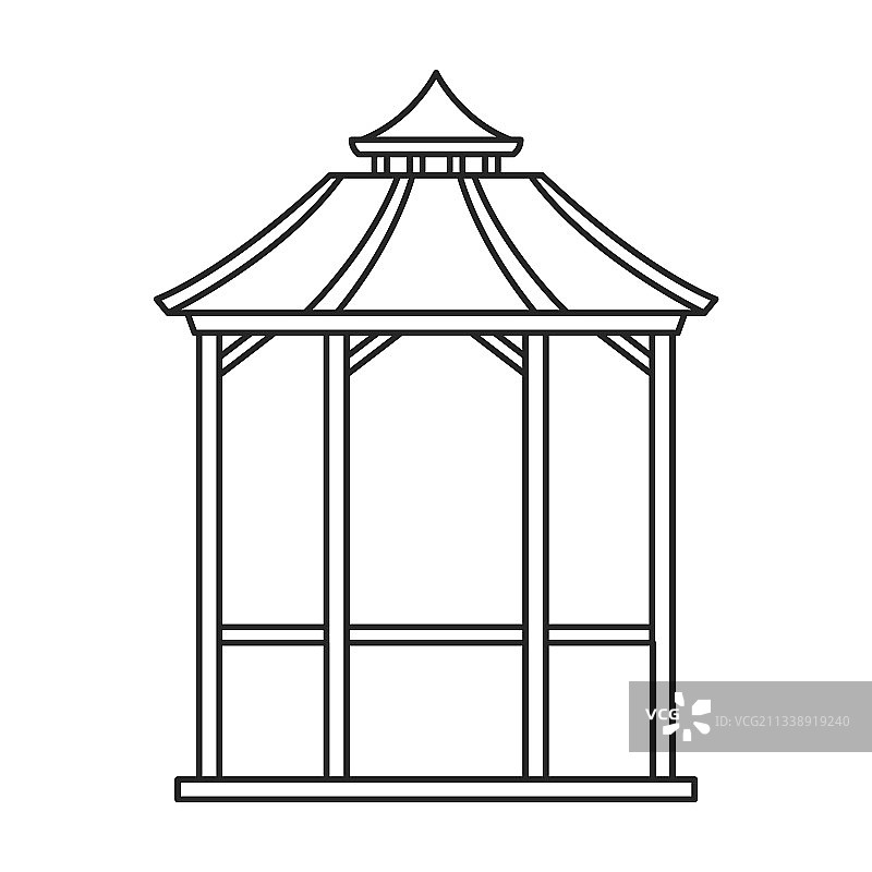 凉亭木质轮廓图标图片素材