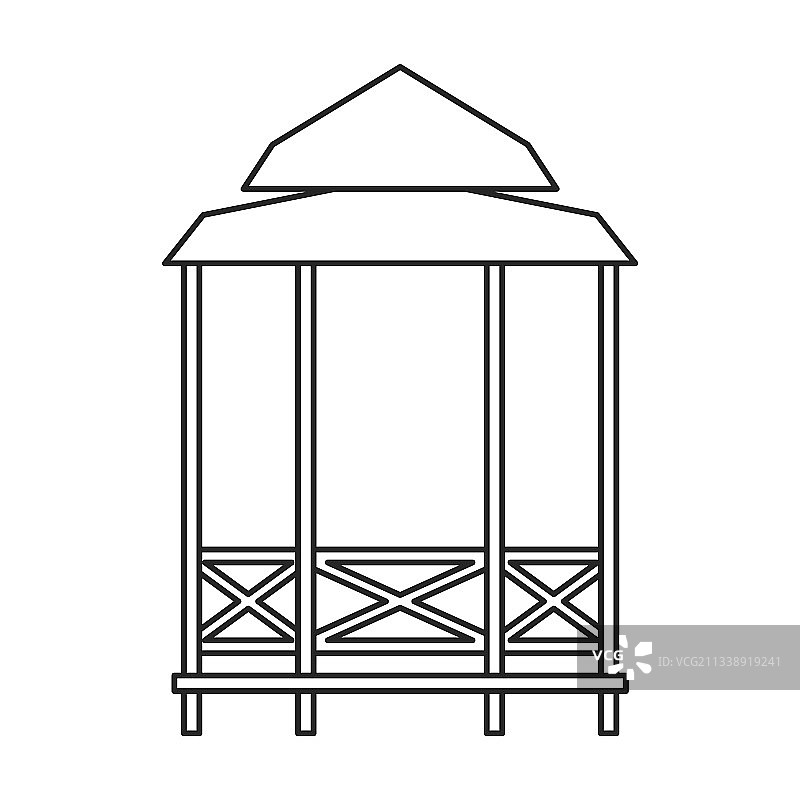 凉亭木质轮廓图标图片素材