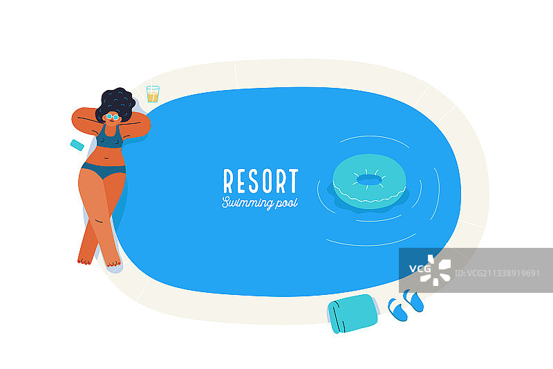 现代扁平风格海滩度假村活动图片素材