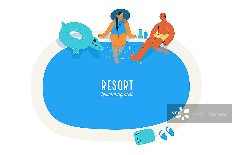 现代扁平风格海滩度假村活动图片素材