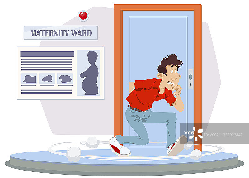 在妇产科病房医疗设施门口的男人图片素材