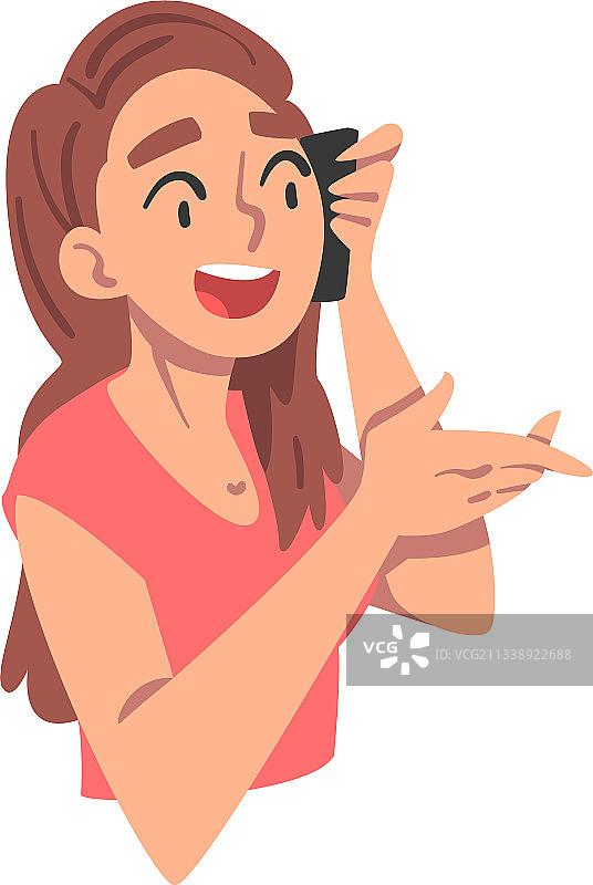 打电话的快乐女孩，开朗的年轻女人图片素材