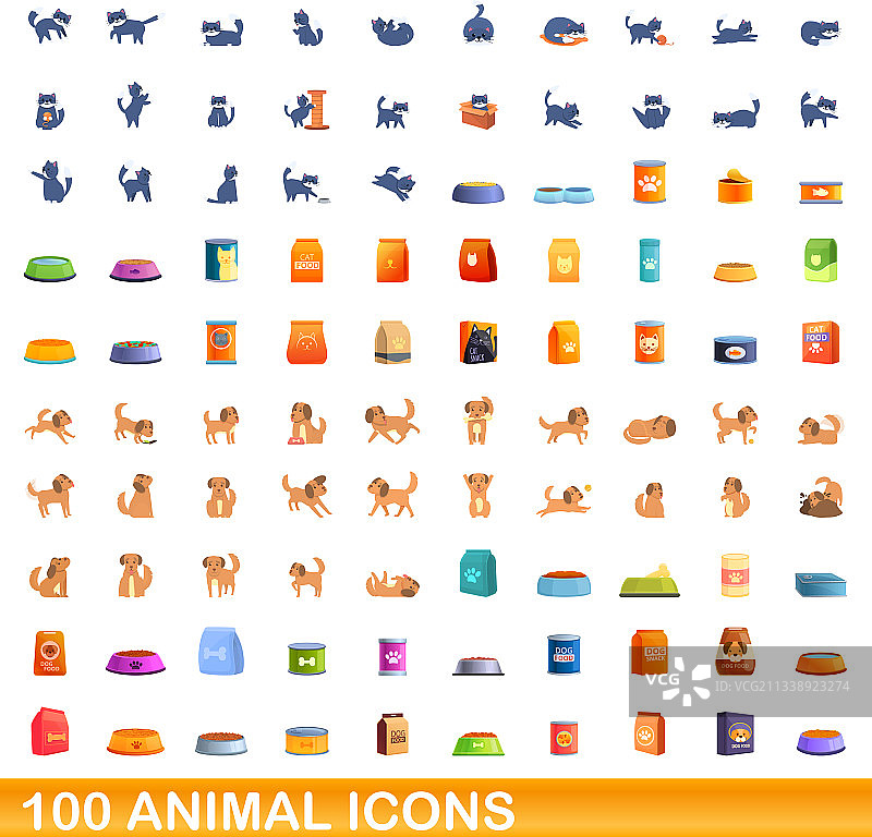 100个动物图标卡通风格图片素材