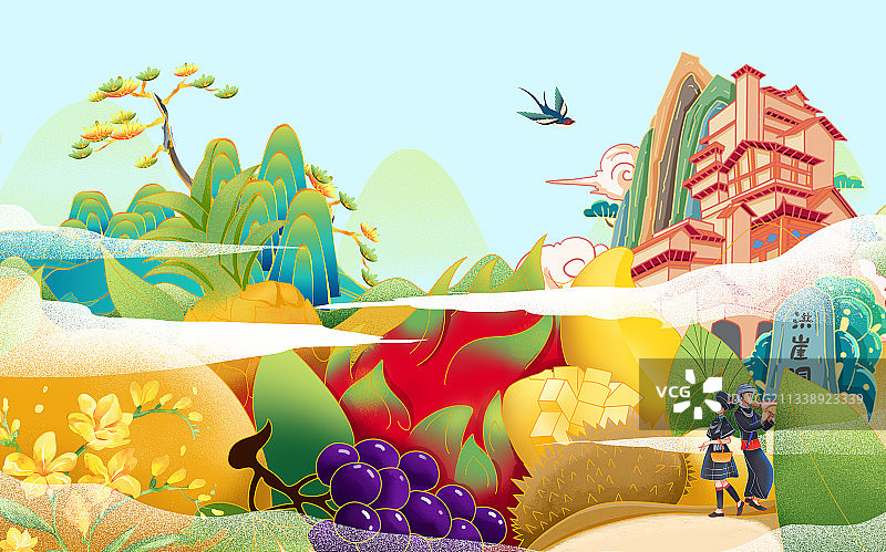 水果礼盒包装插画图片素材