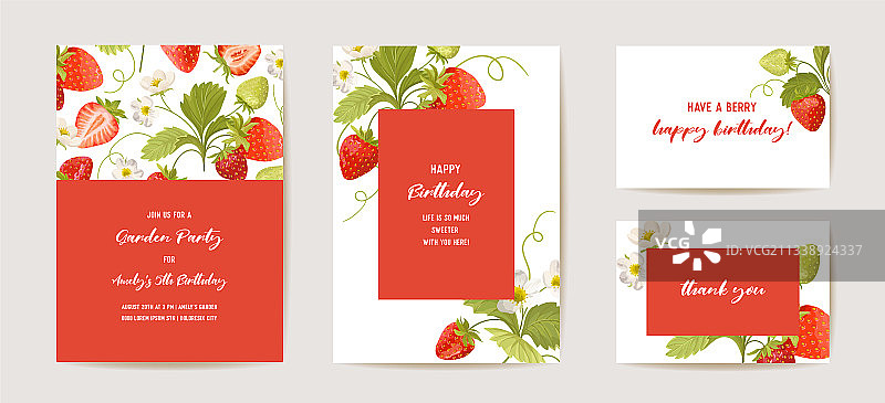 复古植物生日邀请卡图片素材