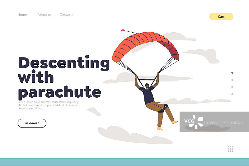 降落伞着陆页概念图片素材