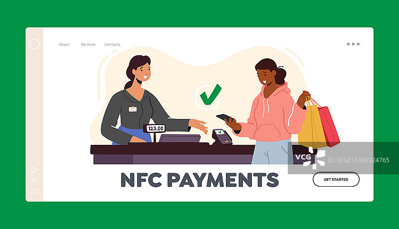 NFC技术着陆页模板图片素材