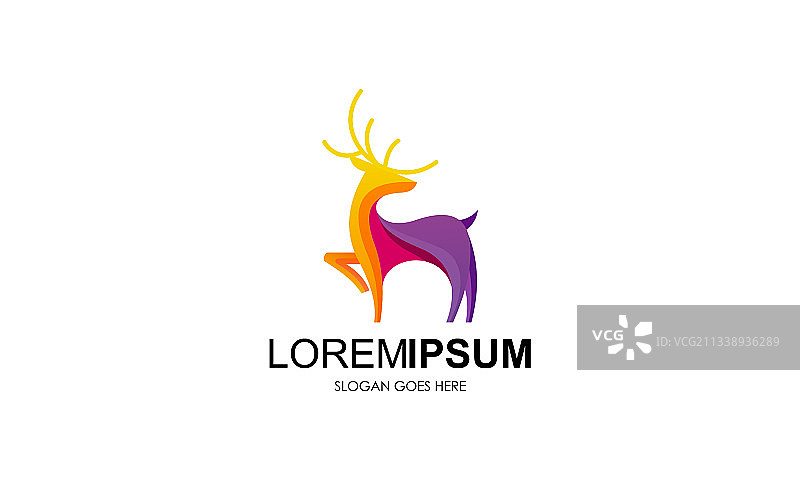 渐变彩色鹿logo模板图片素材