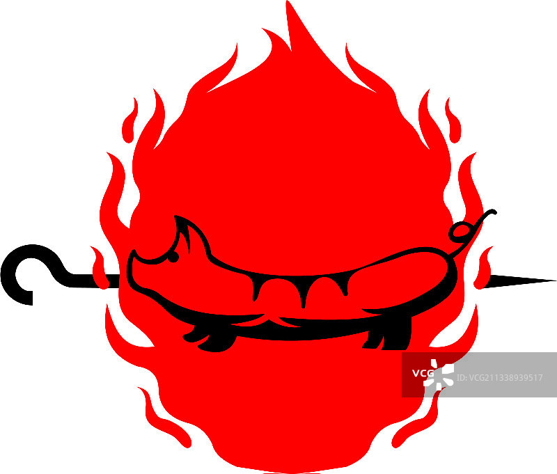 烤猪肉烧烤派对与火焰图片素材