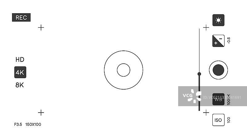 带设置和对焦记录的相机屏幕图片素材