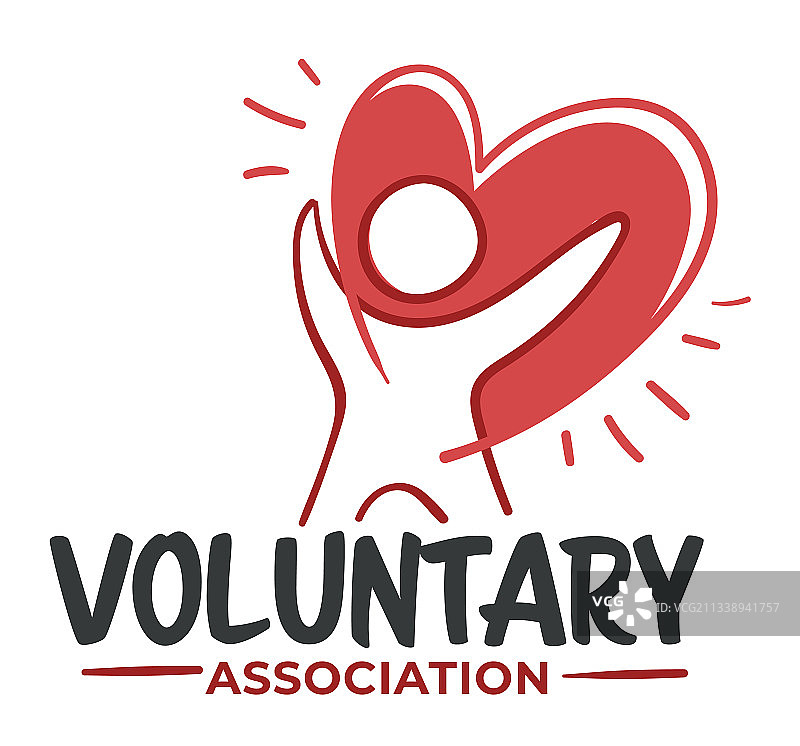 带人物和爱心的志愿协会标签图片素材