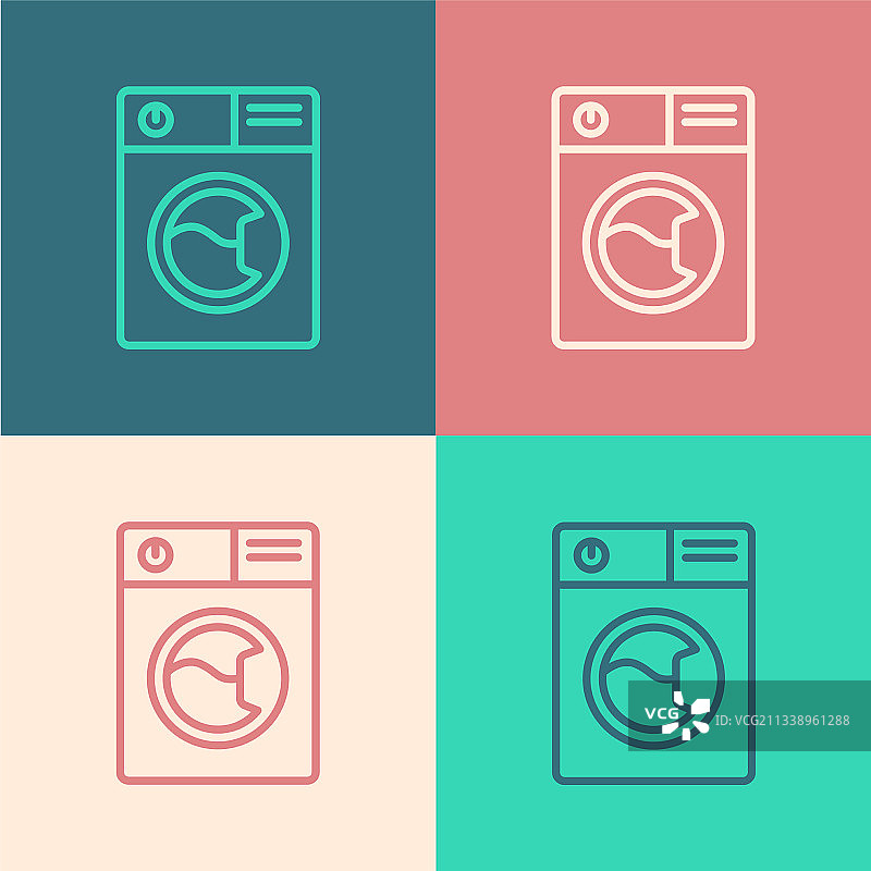 波普艺术线条洗衣机彩色图标图片素材