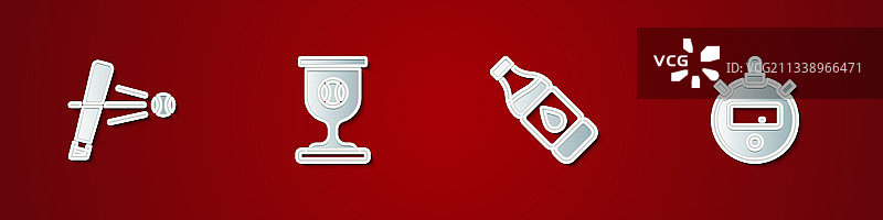 棒球棒、棒球和奖杯组合图片素材