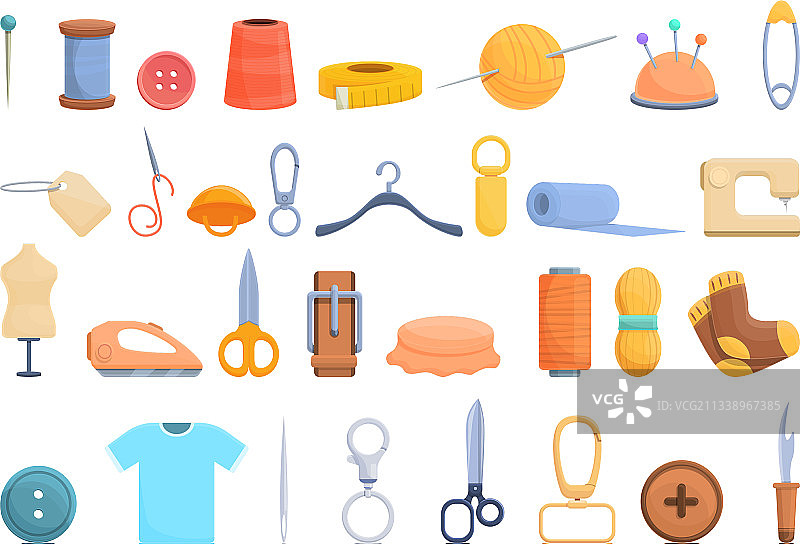 缝纫用品店图标卡通风格图片素材