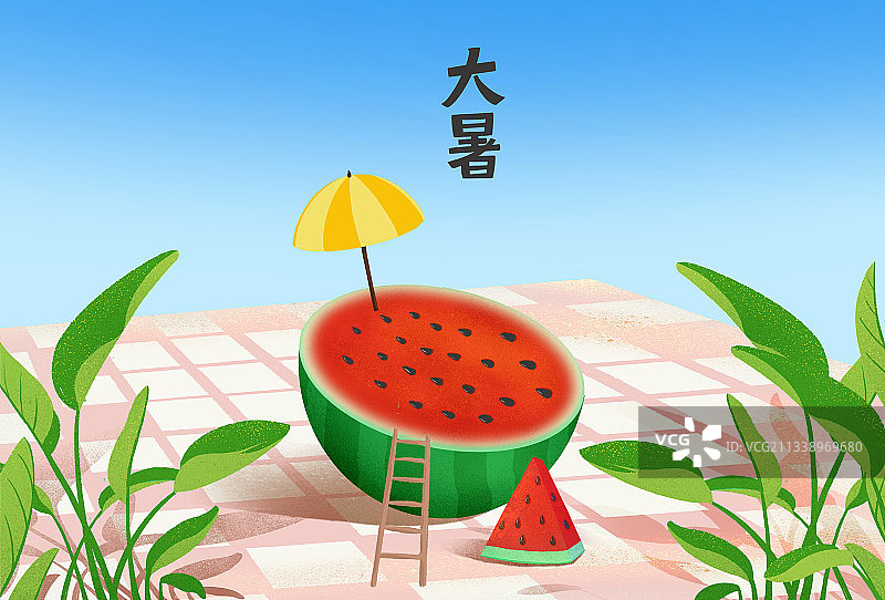 24节气大暑插画海报设计图片素材