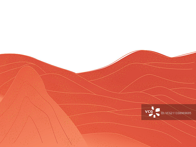 红色地形地貌山形线条插画图片素材