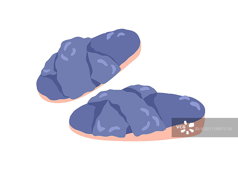 交叉绑带皮草冬季拖鞋（隔离）图片素材