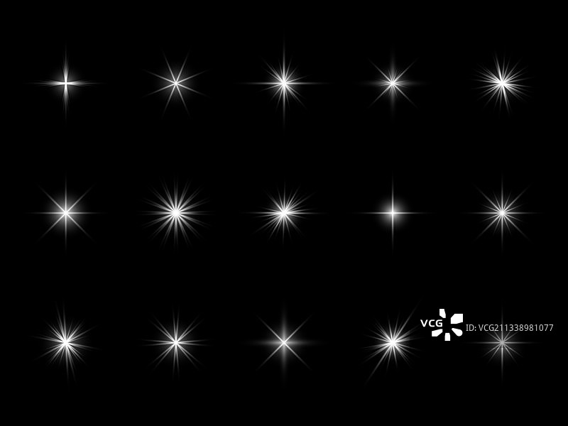 白色星 burst 火花效果灯不同图片素材