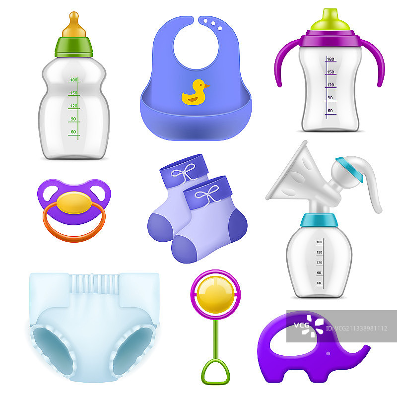 逼真的儿童护理配件图片素材