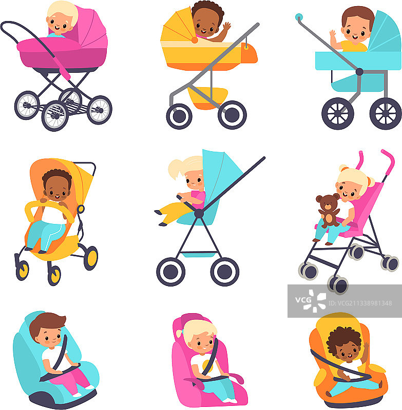 儿童婴儿车里的孩子男孩图片素材