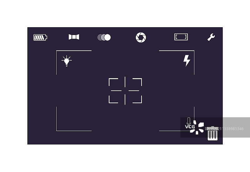 具有聚焦和调整设置的相机屏幕图片素材