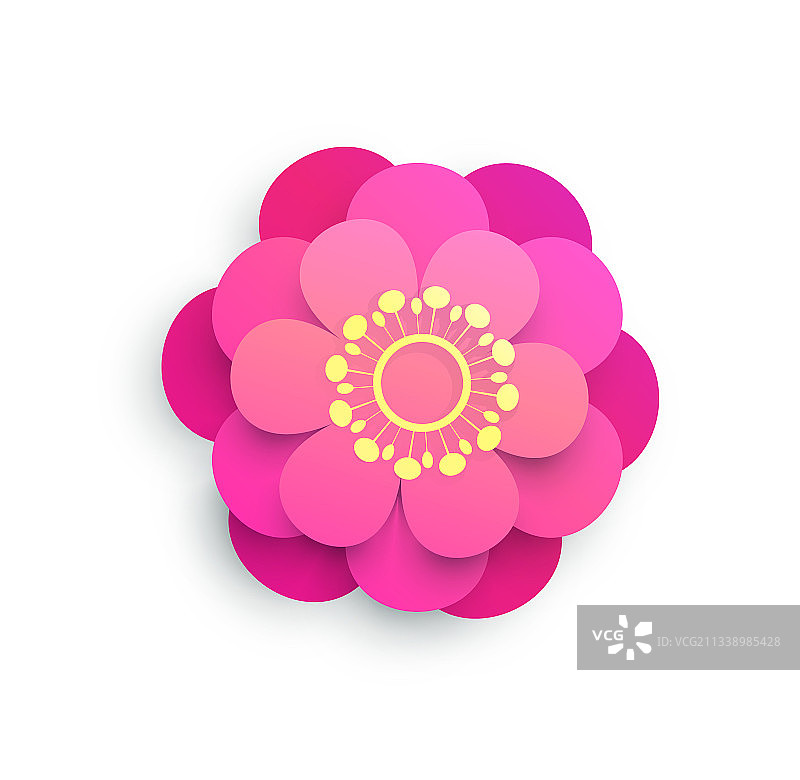 白色背景上孤立的粉色折纸花蕾图片素材