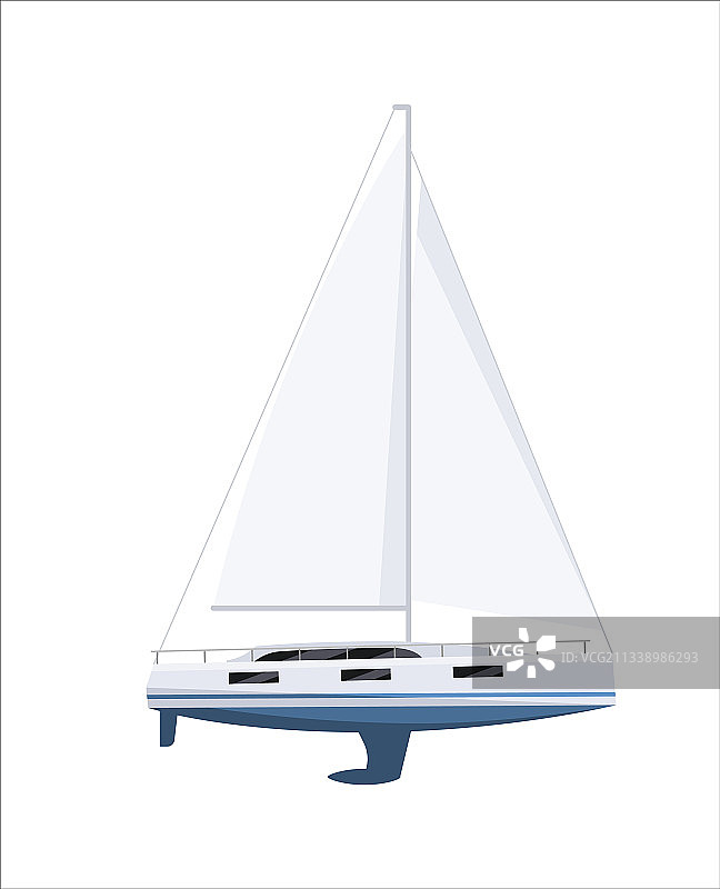 带帆和桅杆的豪华游艇船只图片素材