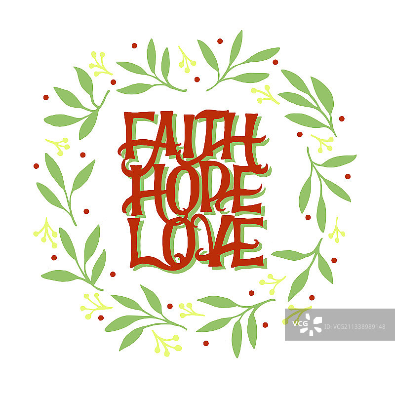 手写圣经经文：信仰、希望、爱图片素材