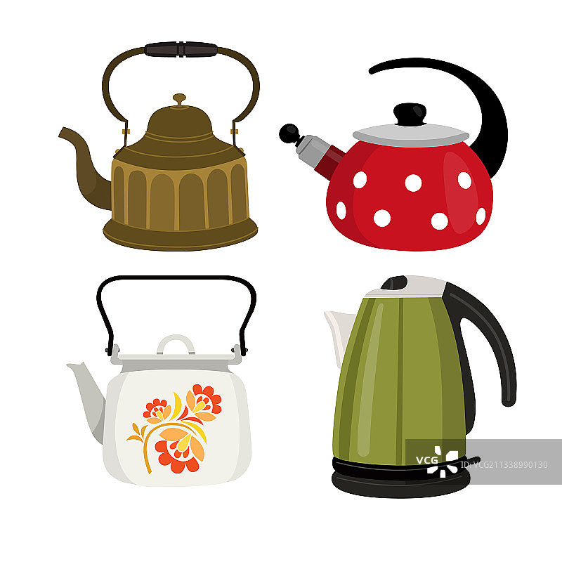 扁平风格茶壶套装图片素材