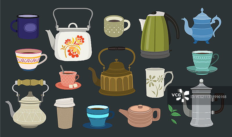 茶壶和茶杯套装图片素材