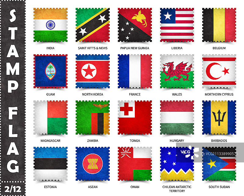 官方国家旗帜图章套装2 12图片素材