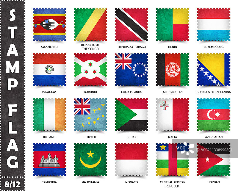 官方国家旗帜图章套装8 12图片素材