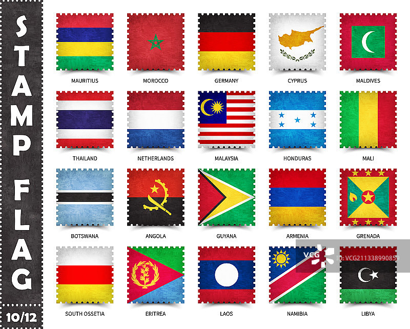 官方国家旗帜印章套装10 12图片素材