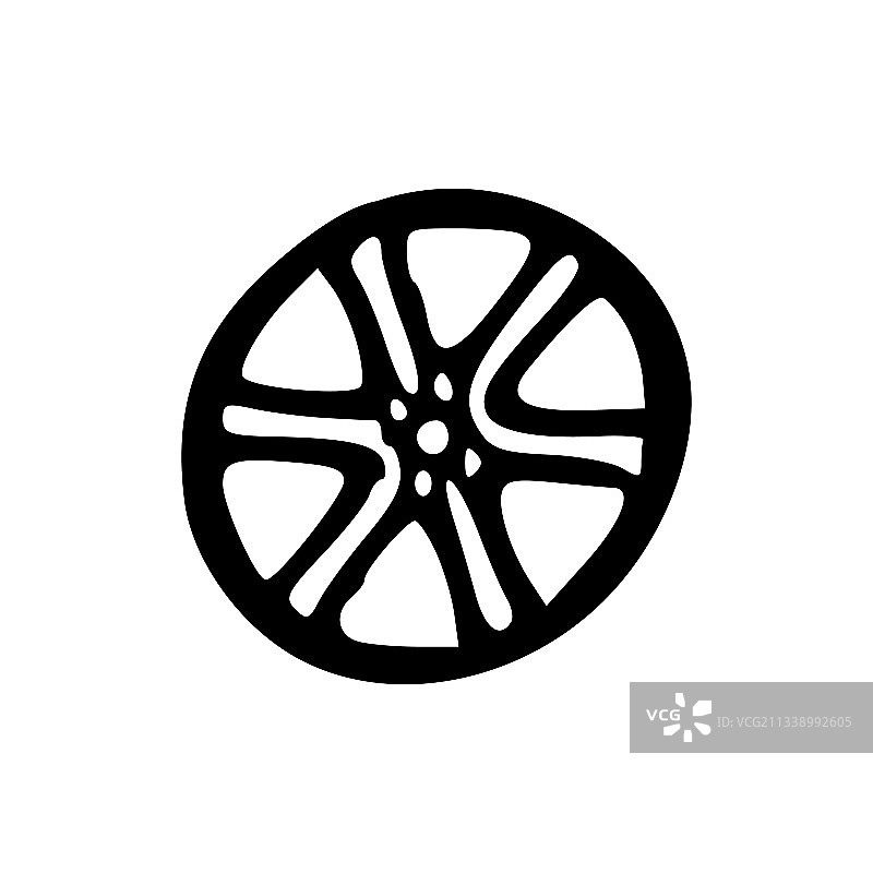 手绘汽车车轮图标设计模板图片素材