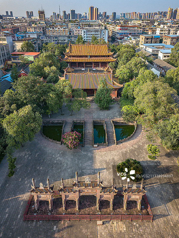 航拍四川省德阳文庙（孔庙）图片素材