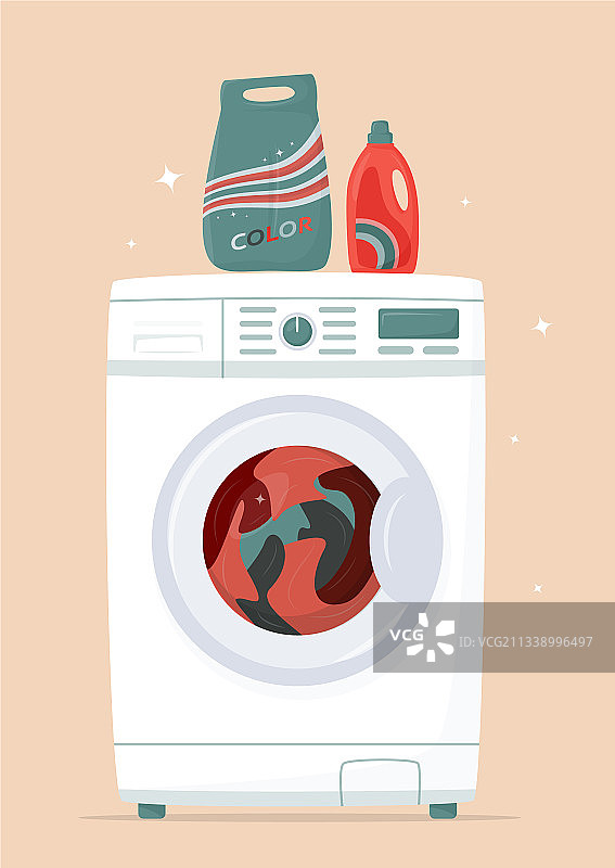 洗衣机和洗衣粉图片素材