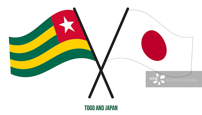 多哥和日本国旗交叉飘扬图片素材