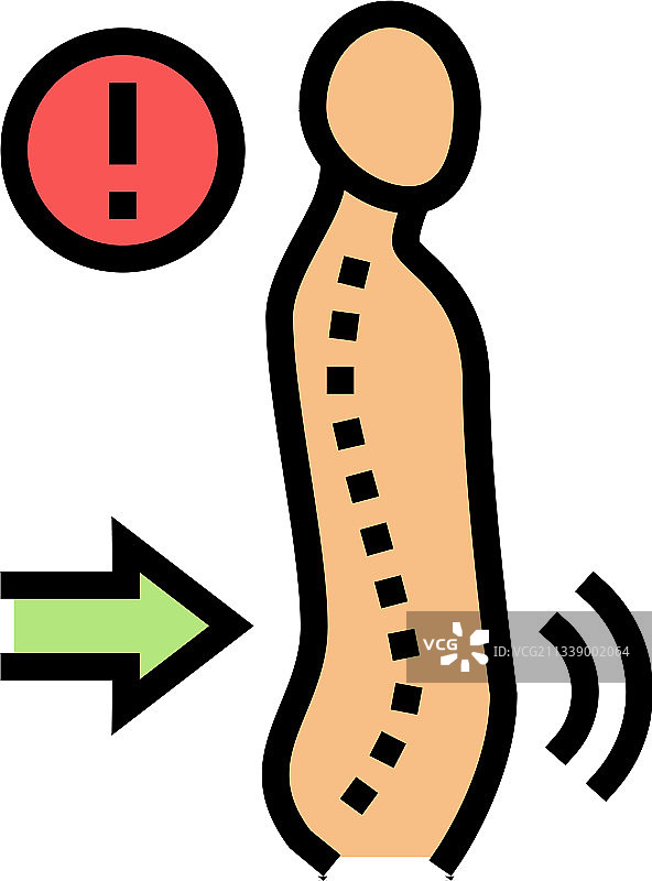 脊柱前凸疾病彩色图标图片素材