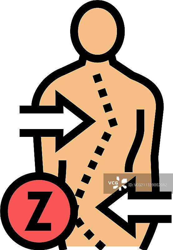 Z形脊柱侧弯彩色图标图片素材