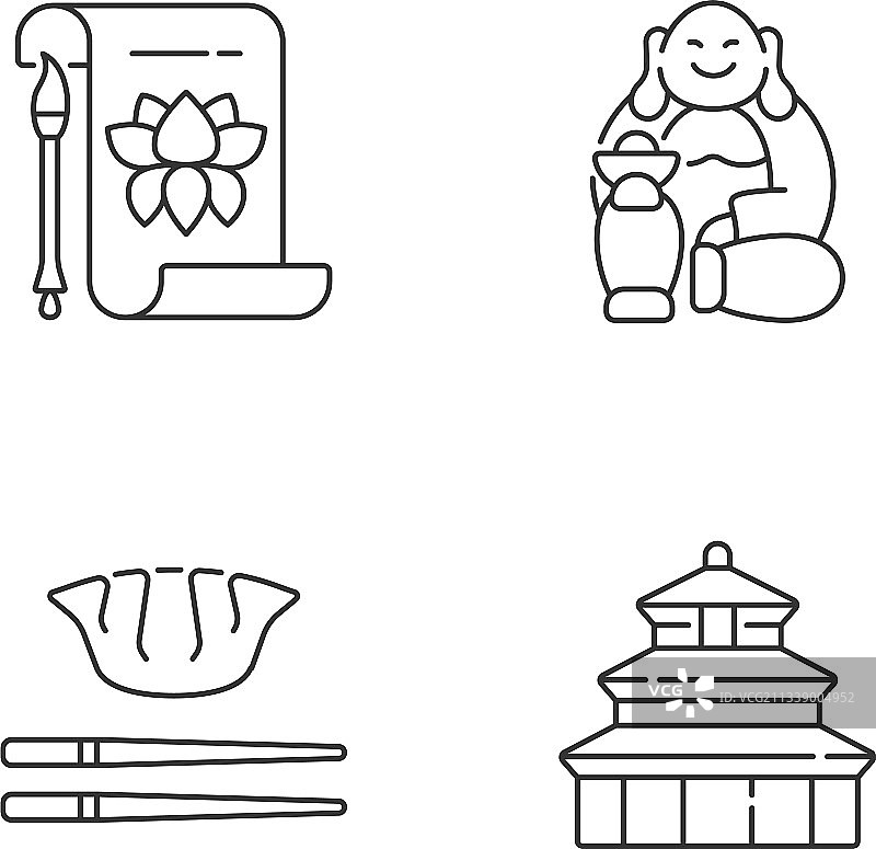 中国历史线性图标合集图片素材