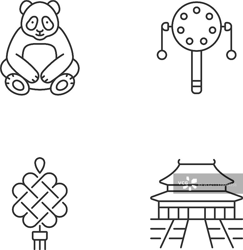 中国文化线性图标合集图片素材