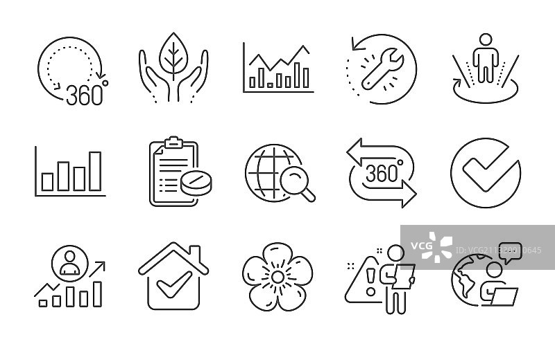 360度信息图表和报告图表图标图片素材