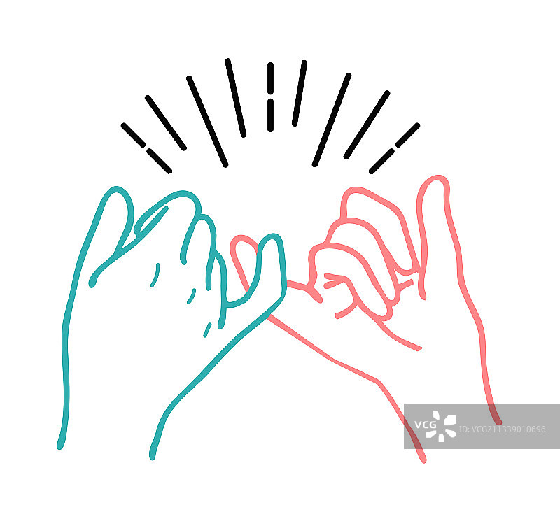 手绘拉钩承诺手势图片素材