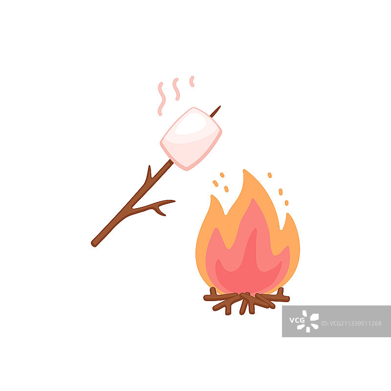 篝火上烤棉花糖图片素材