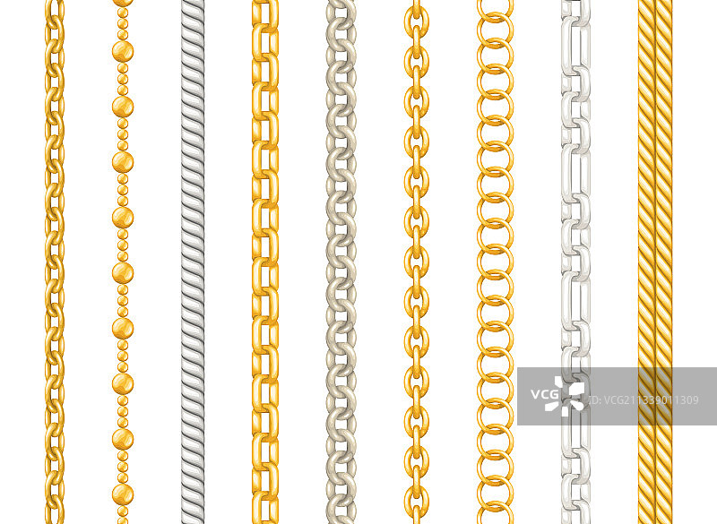 逼真细致的3D银色和金色金属图片素材