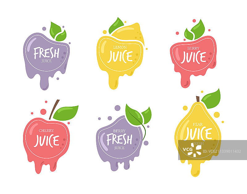 鲜榨果汁标签徽章图片素材