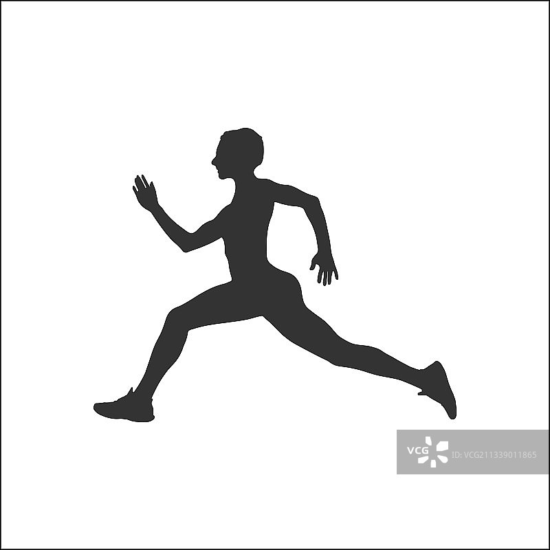 奔跑的运动员扁平剪影图标图片素材